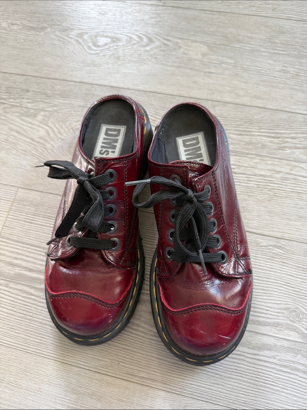 Dr. Martens Women's Burgundy Leather Lace-Up Mules